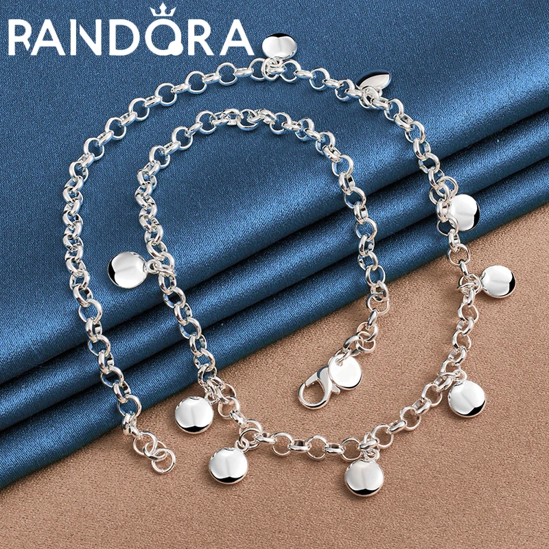 

Charm Jewelry Silver Colour Necklace For Women Round Beans Beads Chain 18 Inch Wedding Fashion Party Elegant High-Quality Gift
