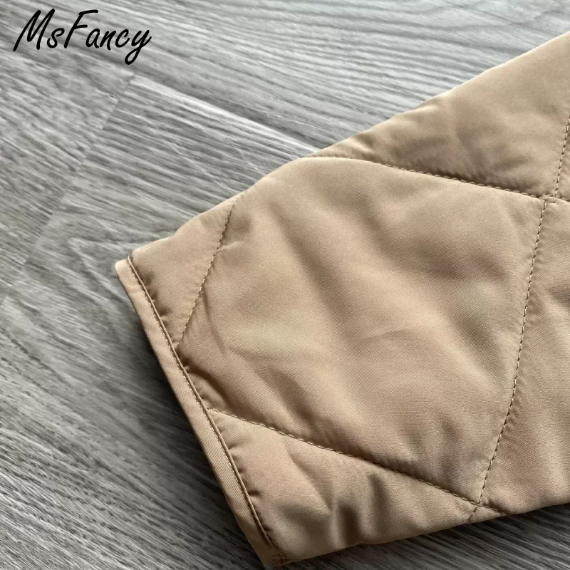 New2022 Long Parkas Women Stand Collar Quilted Coats Femme Winter Double Breasted Tunic Bandage Jacket Outwear
