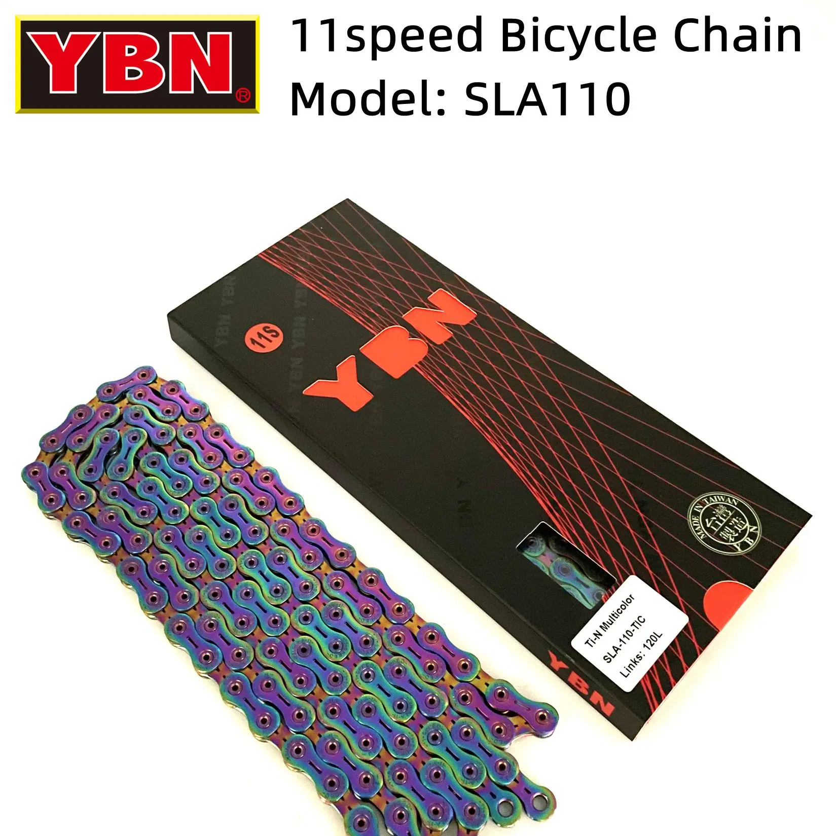 

YBN 11 Speed Full Hollow Chain SLA110 with Non-stick Coating MTB Road Bike Chains Suitable for SRAM/Campanolo System Bike Parts