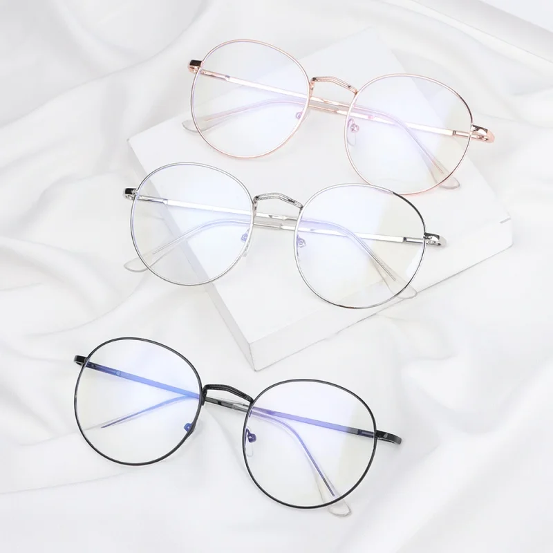 

Vintage Anti Blue Light Glasses Frames Round Lens Myopia Optical Mirror Metal Anti UV Clear Eyewear Unisex Ultra Light Frame
