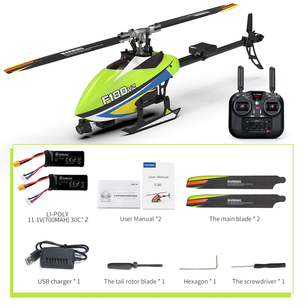 YXZNRC F180 V2 GPS Stabilized Aileron Less Helicopter One Click Return With Camera RTF