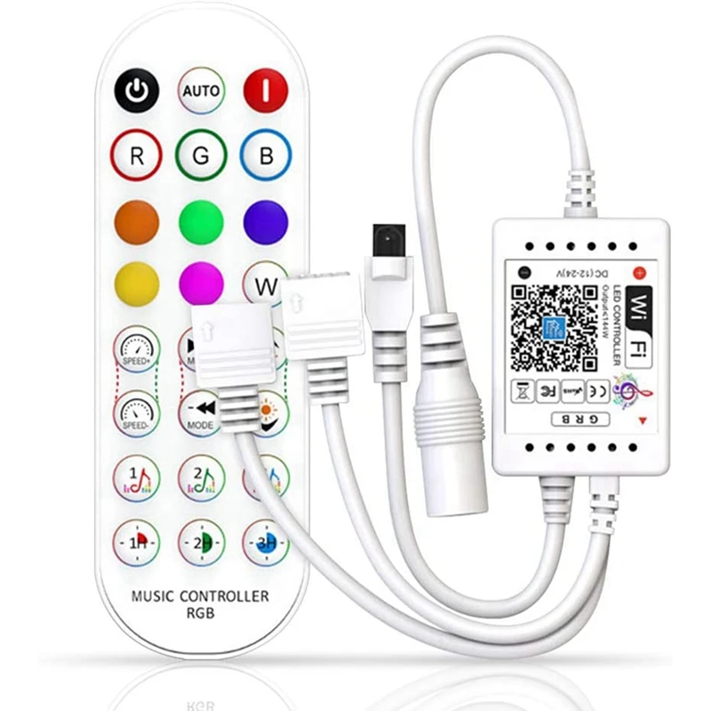 

2X Wifi Smart RGB Music Controller For LED Strip Light + Infrared Remote Control 24 Keys Wireless For Color Strip Lights