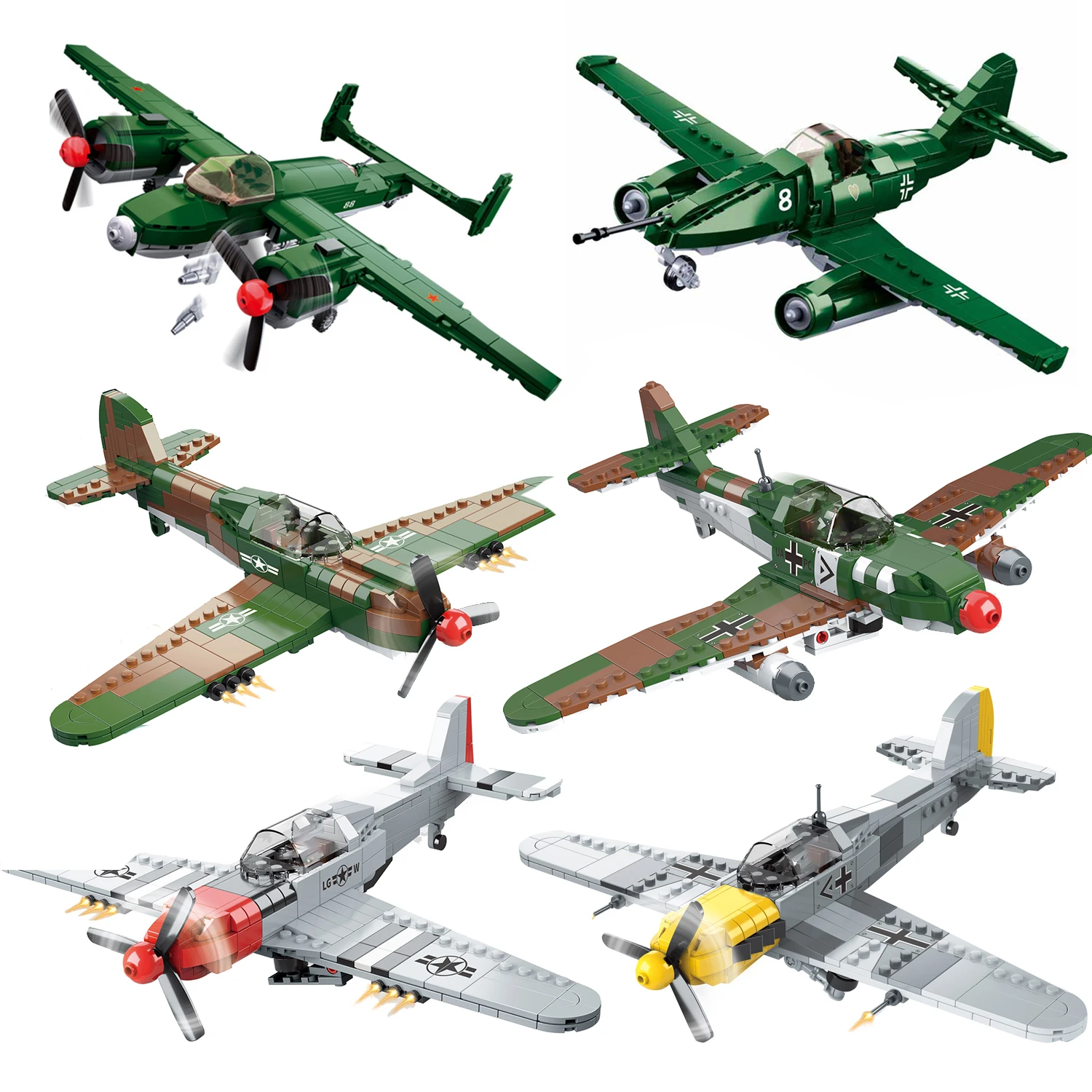 

Самолет времен Второй мировой войны, немецкий советский самолет, строительные блоки, Вторая мировая война, военная броня, наборы DF-109 ME262 P51 P40, боевой самолет