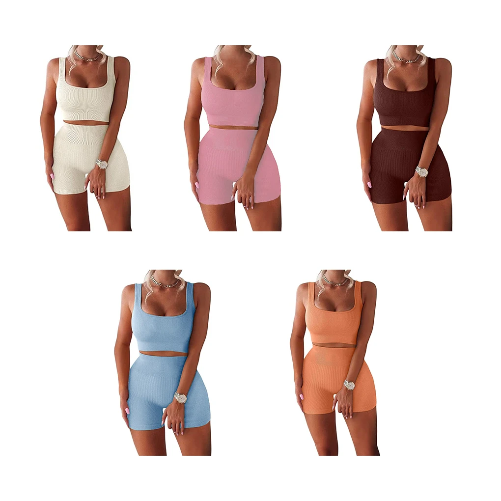 

2 Pieces Set Women Vest Shorts Traveling Hiking Crop Tops Pants Kit