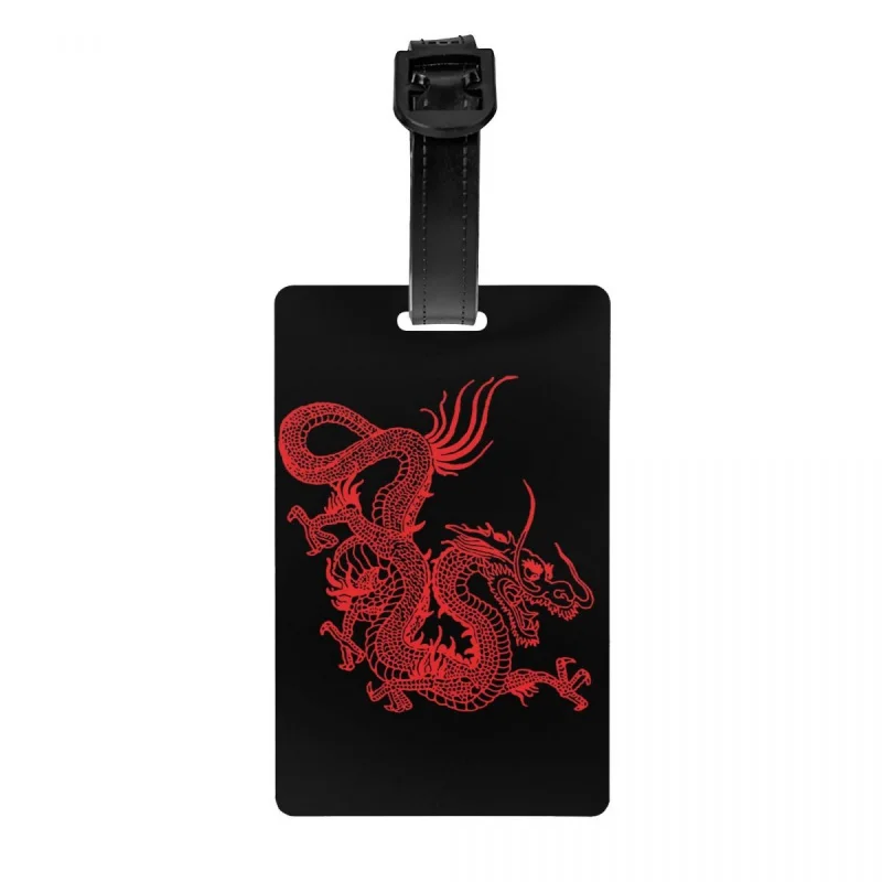 

Ярлык для багажа с красным китайским драконом в азиатском восточном стиле, художественная дорожная сумка, чемодан для личной безопасности, ярлык для удостоверения личности