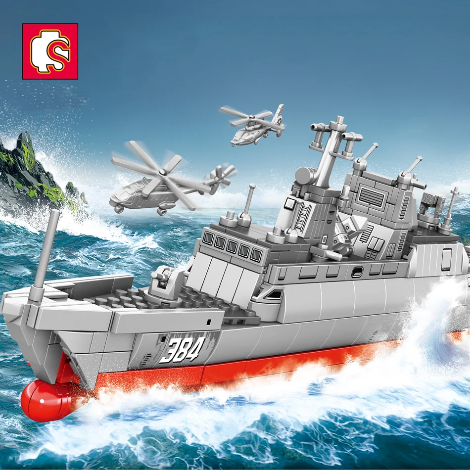 

SEMBO 750Pcs Military 056 Corvette Light Frigate Building Blocks City Army Soldier Weapons Bricks Figures Toys for Boys Children