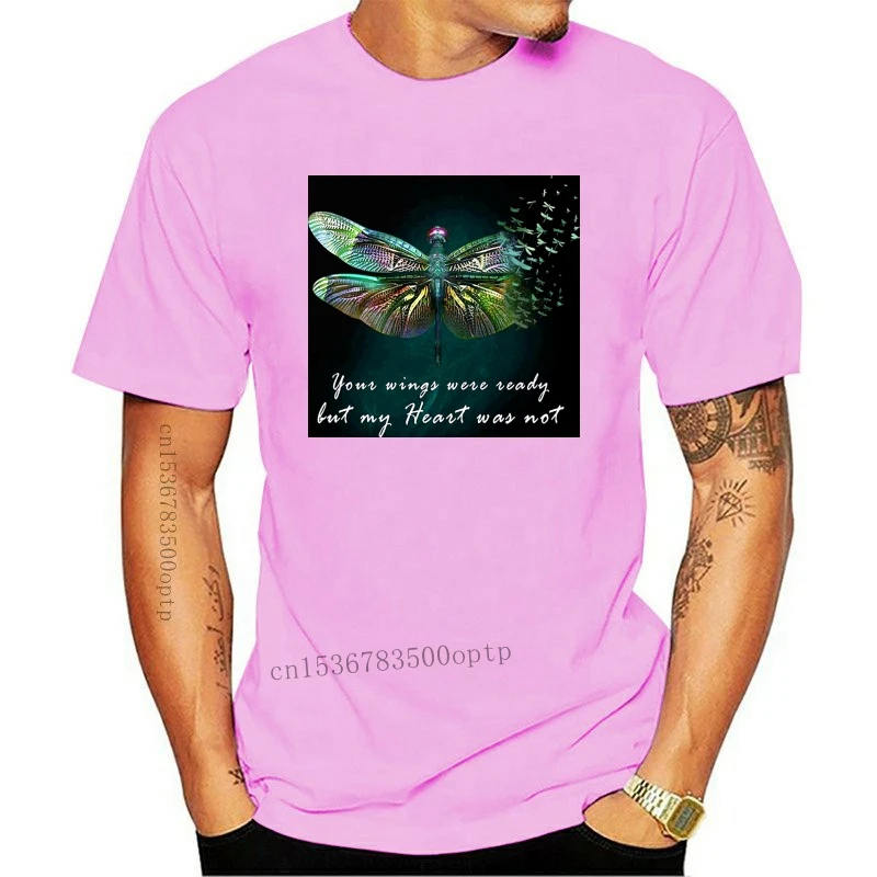 Мужская одежда, футболка с надписью Dragonfly Your Wings Was Ready But My Heart Was Not Men, хлопковая футболка, Яркие топы, новинка, забавная футболка унисекс