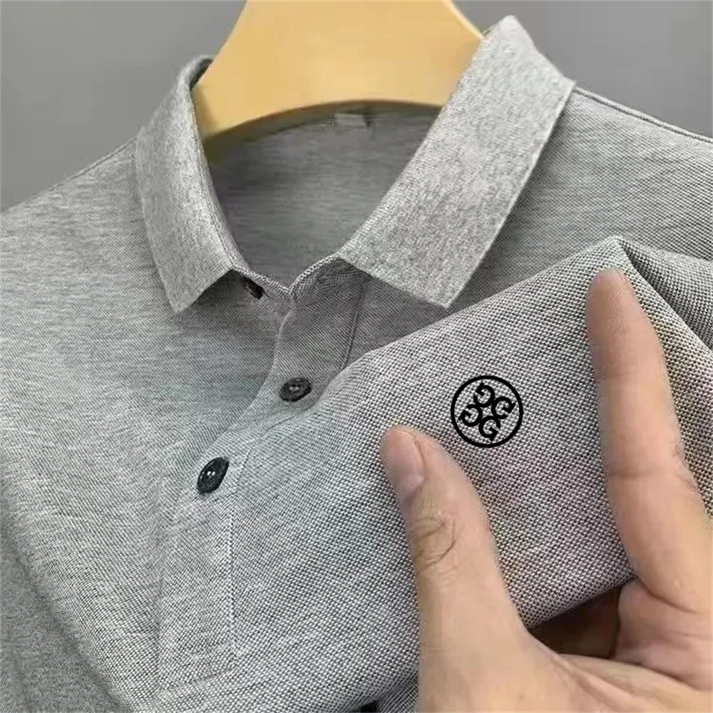 Embroidered logo 2023 summer men's golf T-shirt sports short sleeved lapel fashion polo T-shirt casual business men's golf shirt