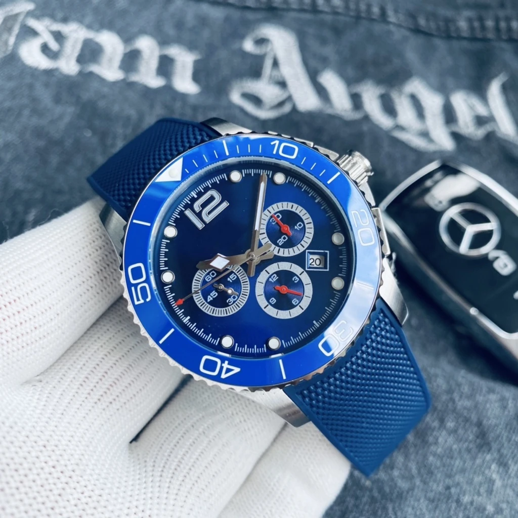 

men's automatic watch ceramic ring mouth mechanical rubber black blue