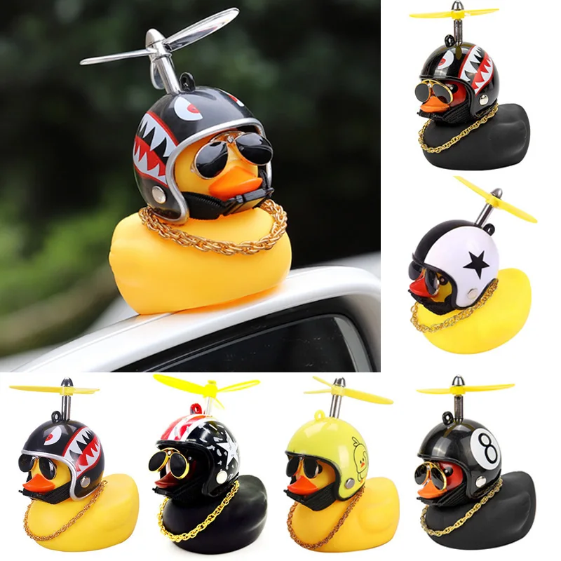 

Rubber Duck Pendant with Helmet Road Bike Motorcycle Black/yellow Helmet Duck Decoration Cycling Bike Decoration Accessories