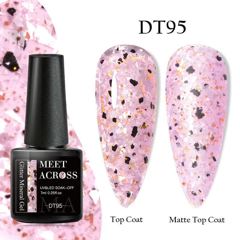 

MEET ACROSS 7ml Glitter Mineral Gel Nail Polish Platinum Shining Mineral Sequins Soak Off UV Nail Art Semi Permanent Manicure