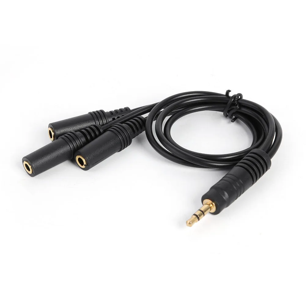 

3.5mm 3-Pole Plug to 3 Way Stereo Audio Headphone Splitter Adapter Cable PVC Gold-plated Plug AUX Output Female Connector