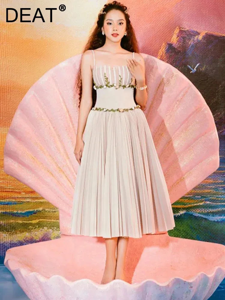 Женское плиссированное платье-кофта DEAT элегантное платье контрастных цветов с