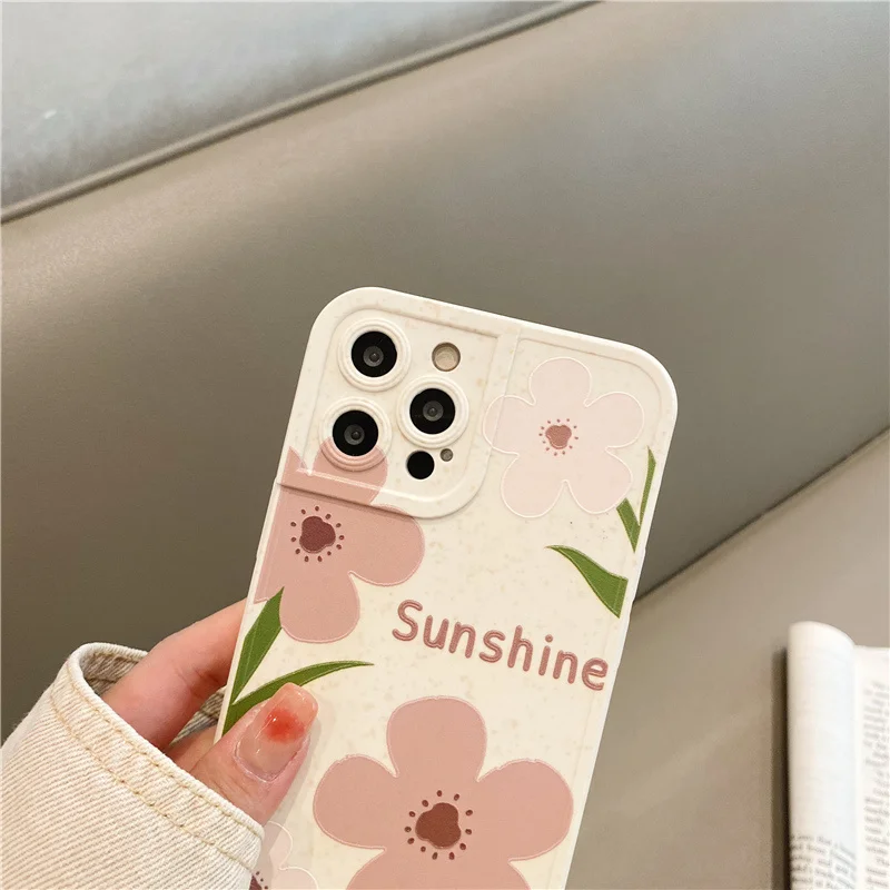 Чехол в Корейском стиле с акварелью и цветами подходит для пшеничной соломы