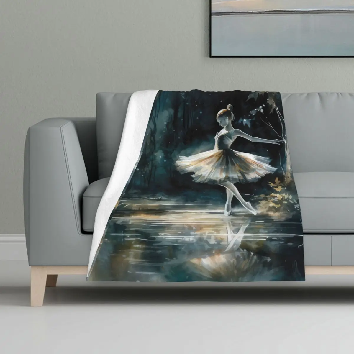 

Одеяло с изображением танцовщицы в лесу, балетная картина, акварельный пейзаж, теплое мягкое постельное белье, покрывало для дивана, кровати