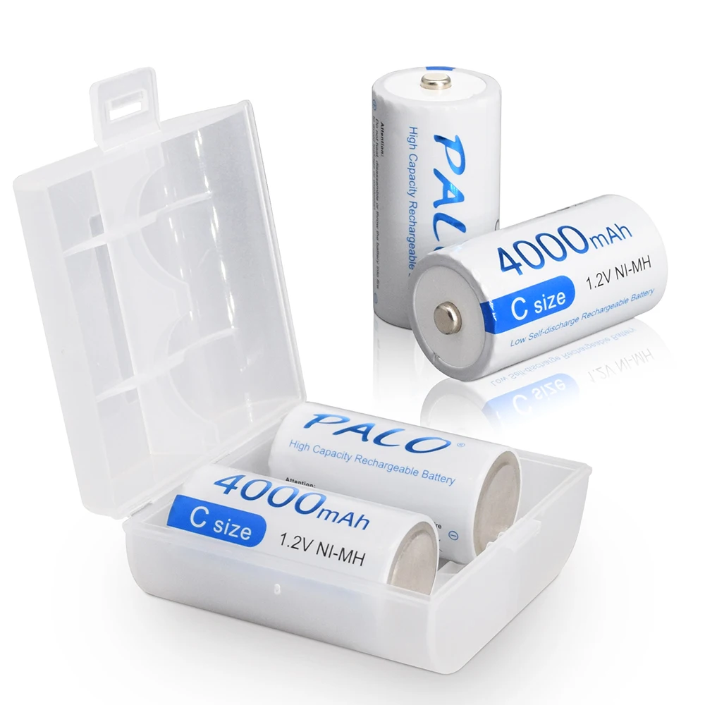 

PALO 2-12pcs C Size Rechargeable Battery Type C 1.2V 4000mAh NI-MH Ni Mh Nimh High Capacity Current Rechargeable Batteries