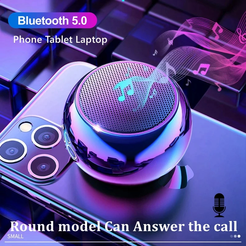 Mini Bluetooth Speaker with Mic, TWS Wireless sound box HiFi Music Cell Phone Tablet Metal Loud Speaker Sport Portable Subwoofer