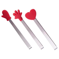 3pcs serving tongs hand shape tongs stainless steel sugar cube tongs kids tongs for tea and coffee party appetizers desserts red