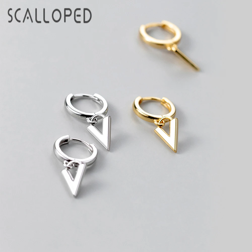 

SCALLOPED Europe's new creative pyramid silver needle earrings girlfriend girlfriend jewelry jewelry Eearrings