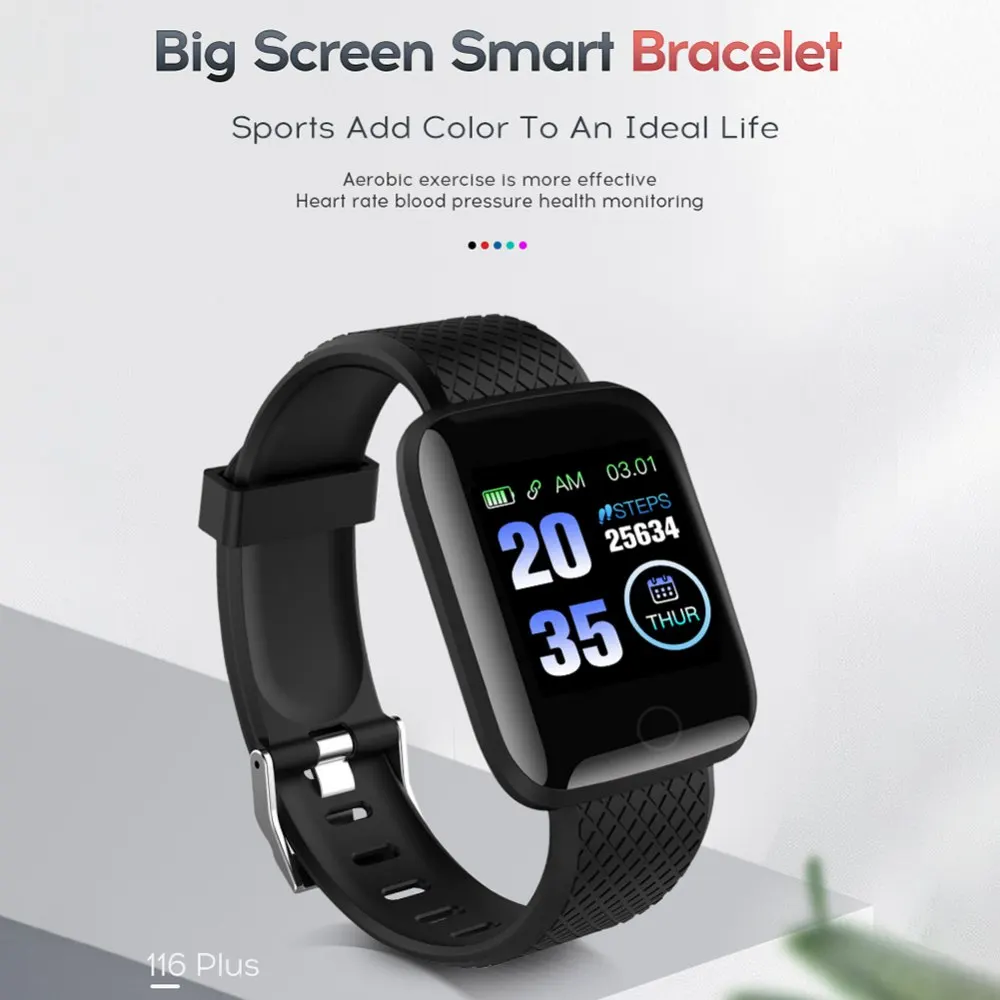 

Smart Watch Men Women 116 Plus Blood Pressure Monitor Waterproof Tracker Bracelet Heart Rate Smartwatch for Android/IOS