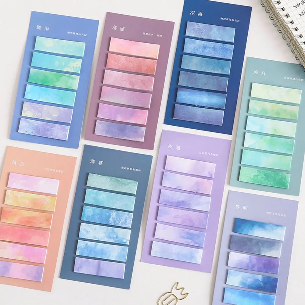 120 Sheets Morandi Gradient Index Sticky Notes Ruler Adhesive Memo Pad Post Planner Diary Tag Label Book Marker Office School