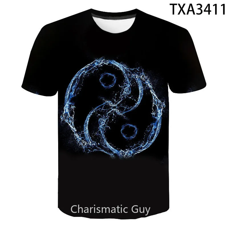 

Tai Chi Yin Yang Men 3D Printed T Shirt Tao Buddhist Chinese Unique Tee Round Collar Fashion Breathable Large Size Short Sleeve