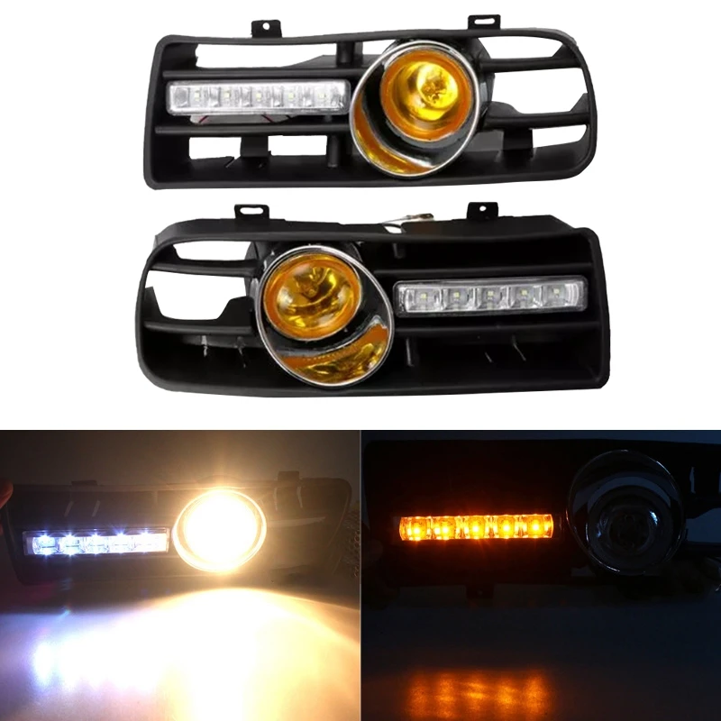 

2PCS Car Fog Lamp Grille Front Bumper LED DRL Grille for Golf MK4 1997-2006