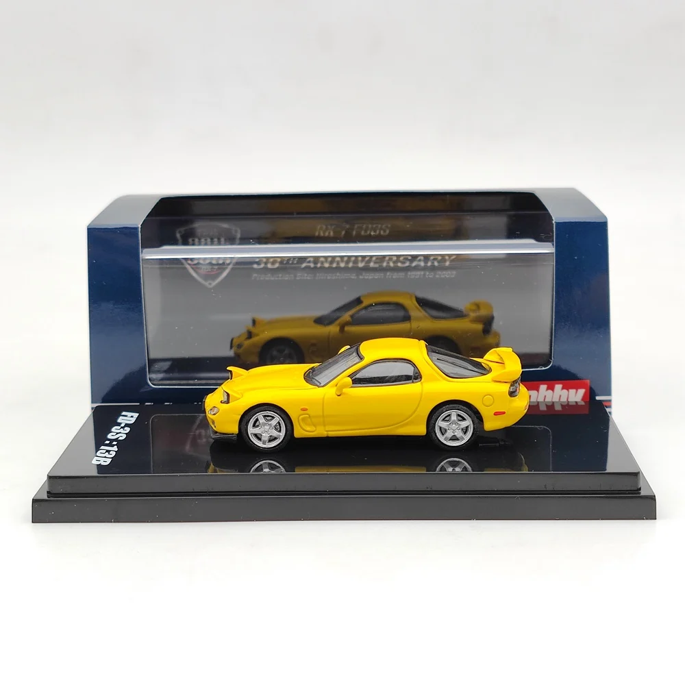 

Hobby Japan 1/64 MAZDA RX-7 (FD3S) Type RS With Engine Display Model Yellow HJ642007FY Diecast Toys Car Collection Gifts