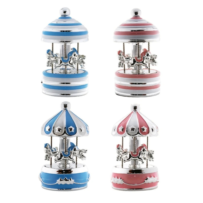 

Elegant Spinning Horse Music Box Tabletop Decorative Ornament Christmas or Wedding Home Decorations 2024 New Year Gift