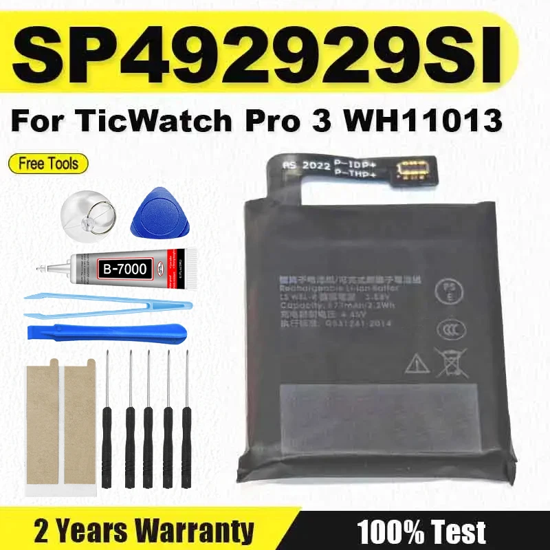 Фото Новый аккумулятор SP4929SI для TicWatch Pro 3, аккумулятор GPS Wear OS, умные часы 3,88 В, 577 мАч SP4929SI WH11013 + бесплатные инструменты №1