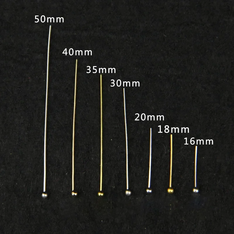 16 20 25 30 40 50 mm Gold Metal Ball Head Pins For Diy Jewelry Making Head pins Findings Dia 0.5mm Supplies