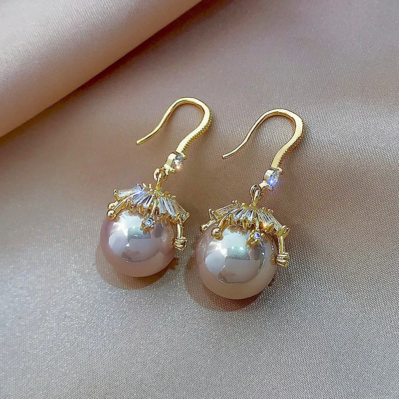

Champagne Gold Pearl Earrings for Women 2022 New Trendy Retro French Rhinestones Luxury Quality Jewelry Summer Party Earrings