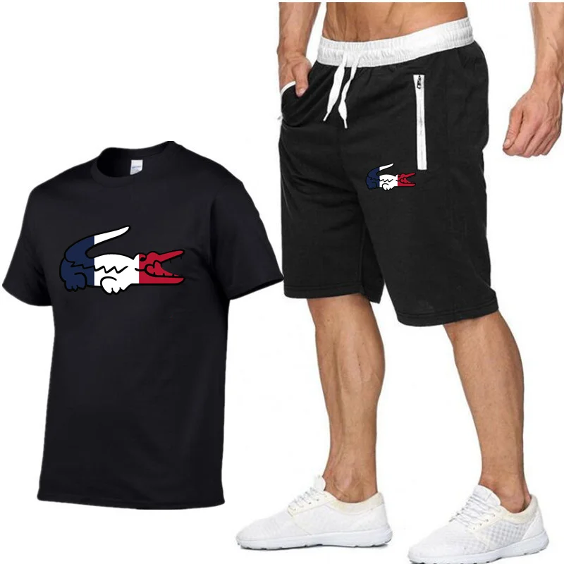 

Hot-Selling Summer T-Shirt Pants Set Casual Brand Fitness Jogger Pants T Shirts Hip hop Fashicon Men'sTracksuit