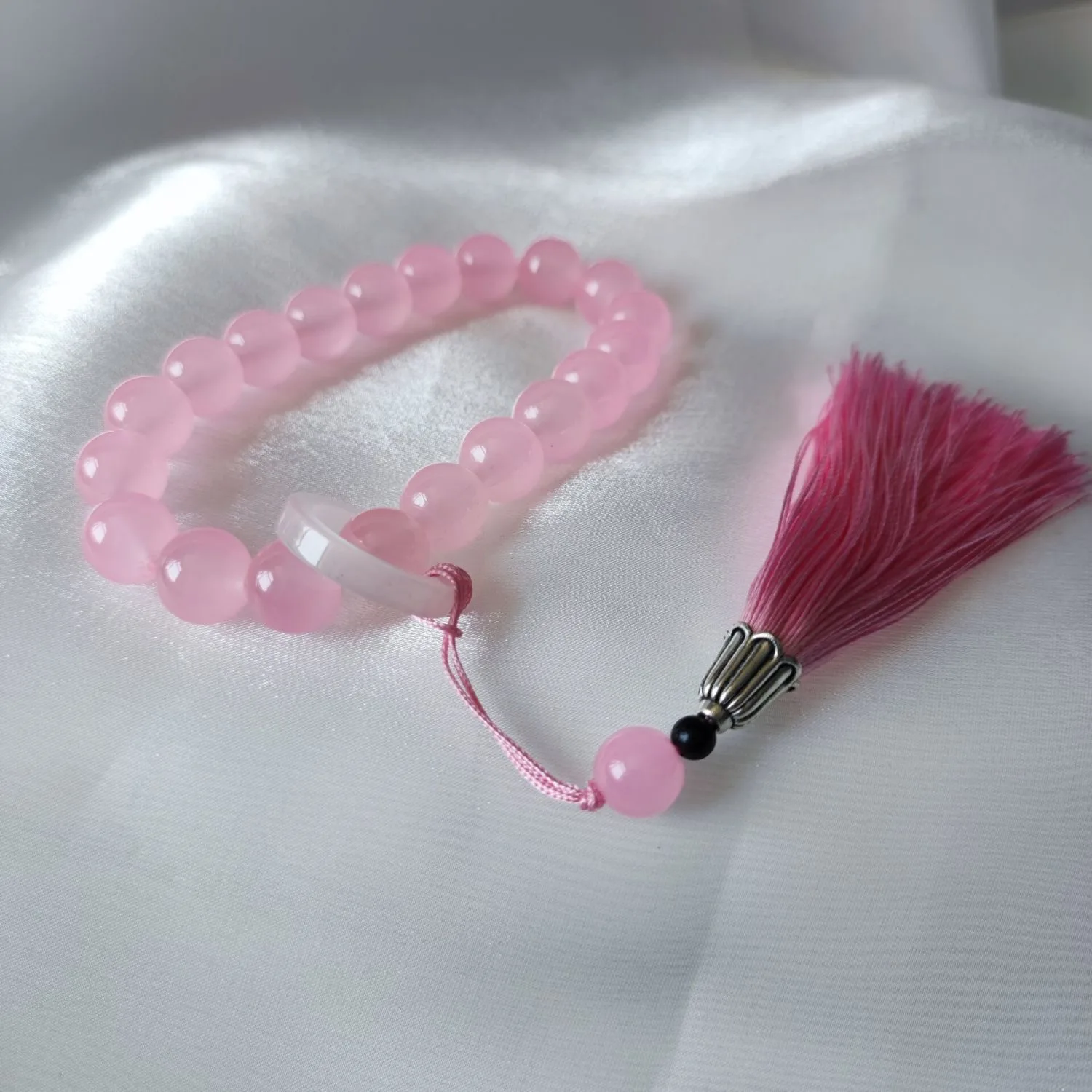 

12mm Pink Jade Tassel Bracelet Women Tibetan Buddhist Mala Buddha Bead Lucky Amulet Genuine Natural Jades Stone Bangle Bracelets