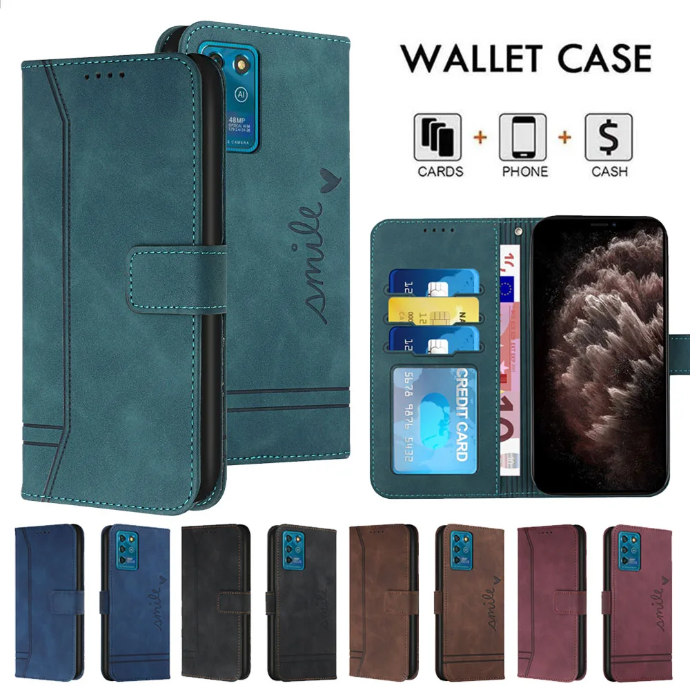 

Cute Heart Skin Feel Matte Leather Flip Cover for ZTE Blade A31 A51 A71 Card Pocket Wallet Case For ZTE Blade V30 Vita Axon 30