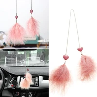 diamond bling automotive interior supplies feather car hanging decoration diamond car pendant car rear view mirror