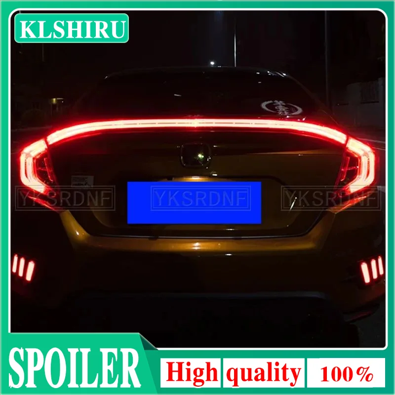 

Автомобильный стиль, светодиодный спойлер из АБС-пластика с задним тормозным фонарем для Honda For Civic 2016-2017, задний светодиодный аксессуар