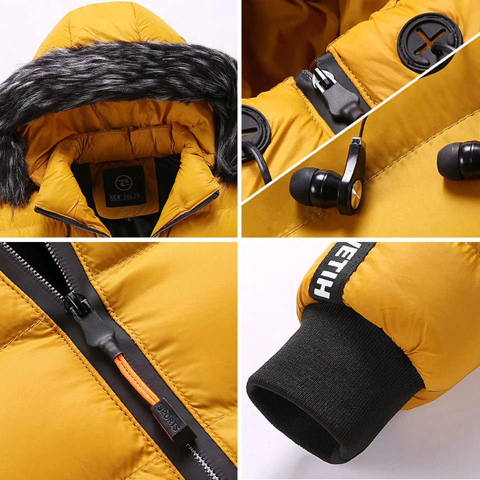 Men Winter Warm Men Hooded Parkas Jacket Coat Men Fur Collar Thick Fleece Parkas Men Outerwear Wool Windproof Down Jacket Coats