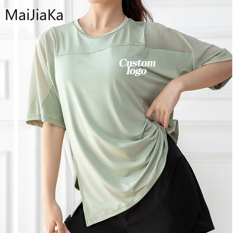 

Women Summer T Shirts Slim Fit For Sports Fitness Yoga Short Sleeve Yoga Top Air Mesh Gym Shirt Sport Wear