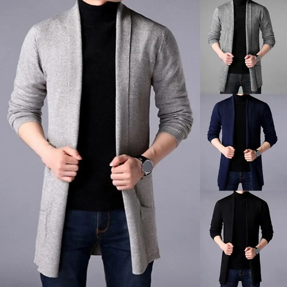 

Men's Winter Coat Solid Color Slim Casual Warm Cardigan Sweater Pure Color Autumn Men Knitting Sweater Coat Men Clothing