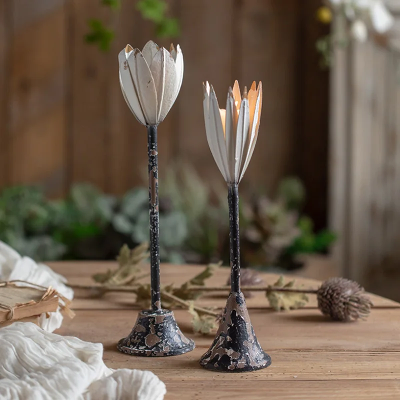 

American Vintage Candle Holder Home Room Decorative Art Ornaments Wedding Crafts Nordic Modern Candlestick Table Romantic Decor