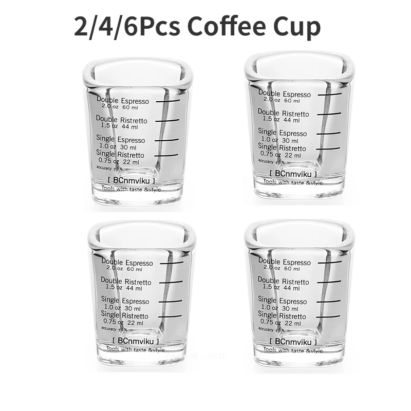 

2/4 /6Pcs Square Thickened Expresso Cup Set Ounce Cup 60ml Ounce Cup Graduated Measuring Cup Concentrated Cup Espresso Cup
