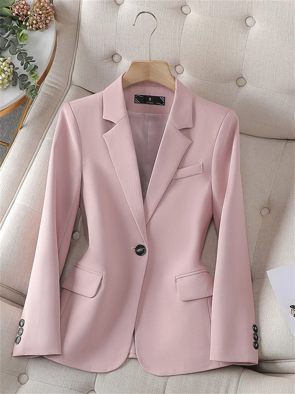 Women's Jacket 2023 New in Blue Casual Business Work Long Sleeve Single Button Clothing Female Office Ladies Formal Jacket