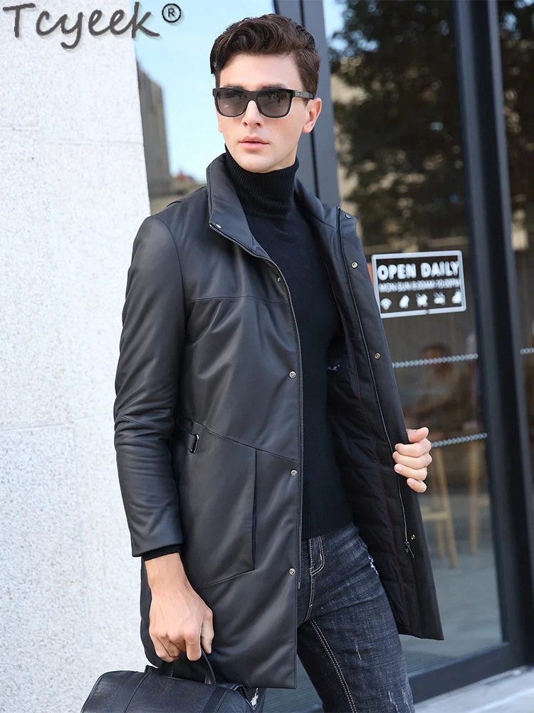 

Real Mid-long Sheepskin Coats Men's Clothing 2023 Winter Genuine Leather Jacket Men Stand Down Coat Chaquetas Tide