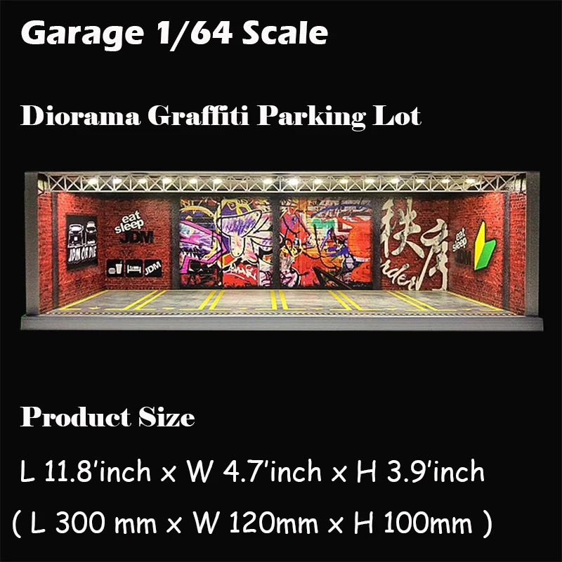 Diorama 1:64 Model Car LED Lighting Garage Parking Lot Display Case Scenery Collection (Garffiti/GTR/FAST) | Игрушки и хобби