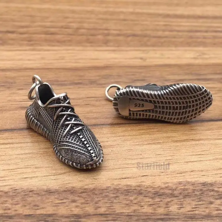 

S925 pure silver ancient personality coconut shoes pendant male sports fitness shoes necklace female hip-hop celebrity