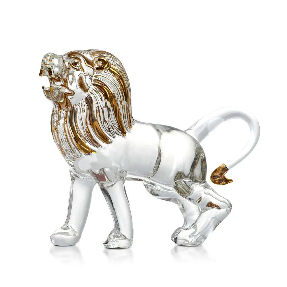 

Lion Crystal Lion Figurine New Transparent White Crystal Wild Animal Figurines 6.1'' Lion Table Decoration Gifts