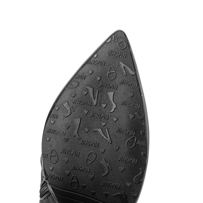 Big Size Women Knee High Boots Black White PU Thin Stiletto Heel Sexy Club Party Office Lady Pointed Toe Plush Zipper Long Boots