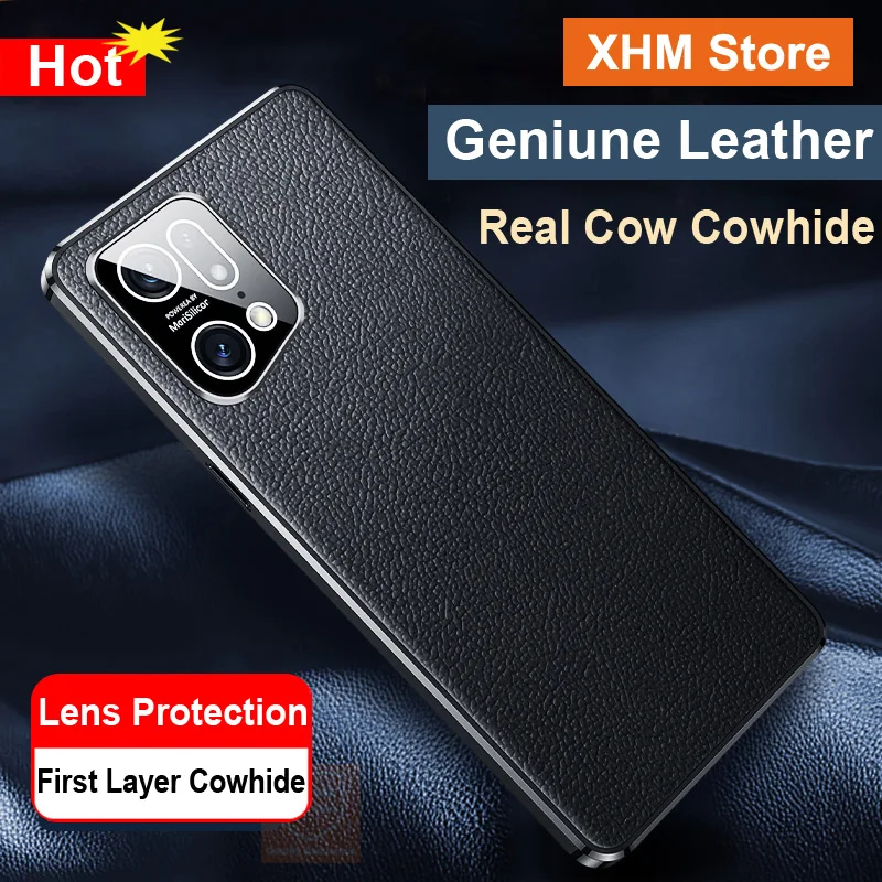 

Luxury Real Cow Geniune Leather Phone Case For Oppo Find X5 Pro Corium Case For Oppo Find X5 Pro Cover Bumper Shell