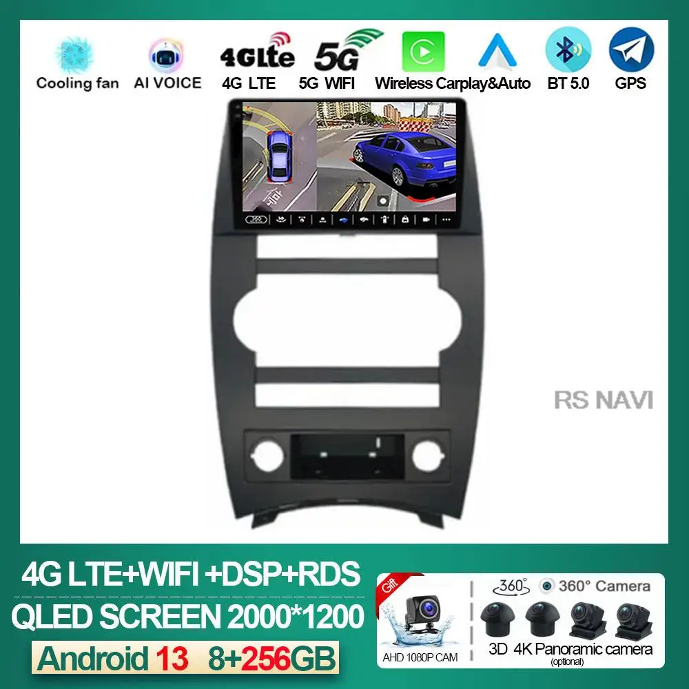 

Android 13 8 Core For Jeep Cherokee Commander XK 2007 2008 Auto Car Radio Multimedia Video Player GPS Navigation Carplay NO DVD